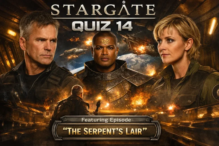 est your Stargate SG‑1 knowledge in Quiz 14, featuring Season 2 Episode 1 “The Serpent’s Lair.” Relive SG‑1’s daring mission aboard Apophis’ mothership, the epic space battle, and the team’s heroic escape. Ten canon‑accurate questions await true fans of the Stargate universe.