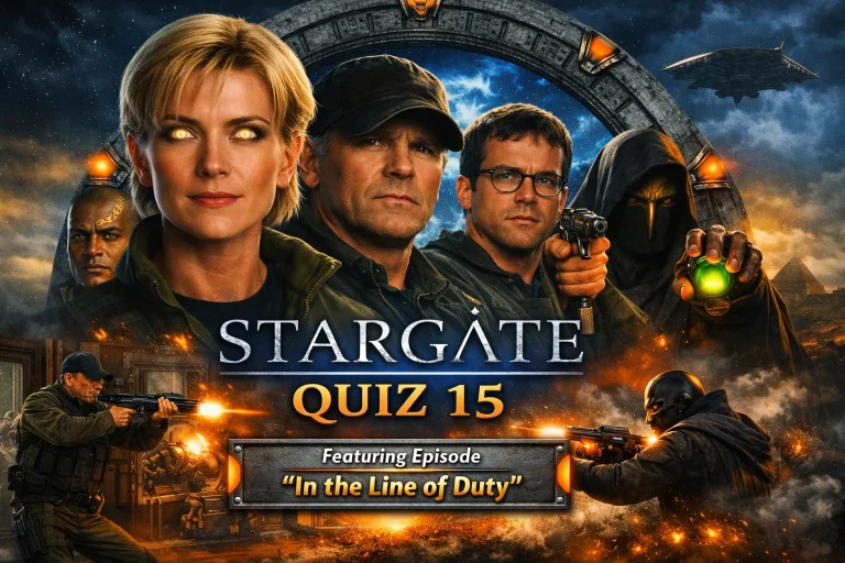 Test your knowledge of Stargate SG‑1 with Quiz 15, based on the episode “In the Line of Duty.” From the Ashrak assassin to Carter’s possession and key plot reveals, this quiz challenges fans on one of the most pivotal early SG‑1 episodes. Can you score 10/10?