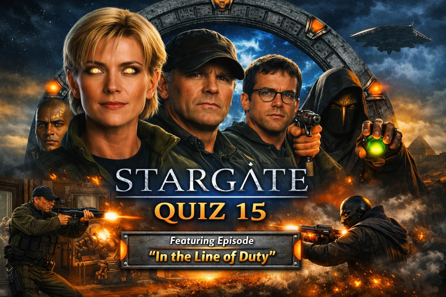 Test your knowledge of Stargate SG‑1 with Quiz 15, based on the episode “In the Line of Duty.” From the Ashrak assassin to Carter’s possession and key plot reveals, this quiz challenges fans on one of the most pivotal early SG‑1 episodes. Can you score 10/10?