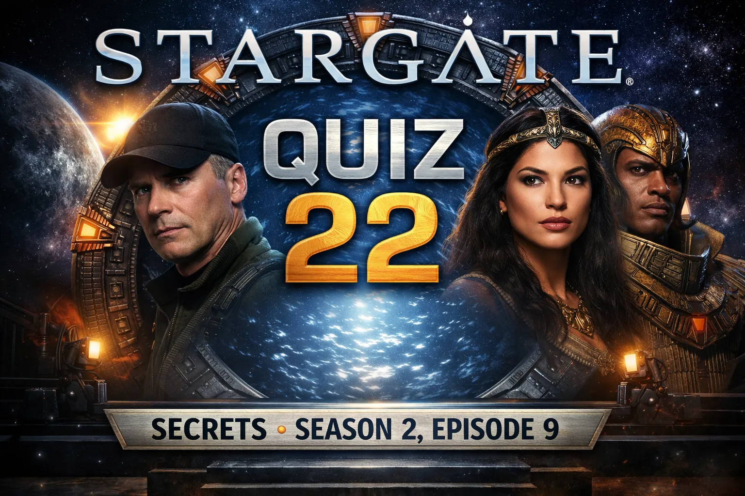 Stargate Quiz 22 – Secrets (Season 2, Episode 9) challenges your mastery of Daniel’s reunion with Sha’re, the forbidden Harcesis child, and Apophis’s schemes. Decode hidden motives, uncover Goa’uld deception, and prove your loyalty to Stargate Command. Perfect for fans seeking deep lore, emotional stakes, and authentic SG‑1 storytelling.